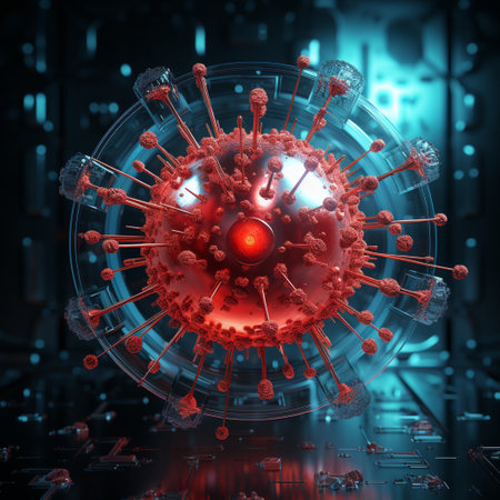 A illustration of cell immunity system, cell virus concept art, medical themesの素材