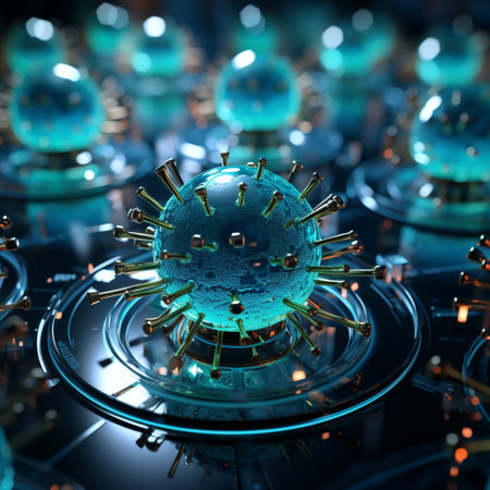 A illustration of cell immunity system, cell virus concept art, medical themesの素材