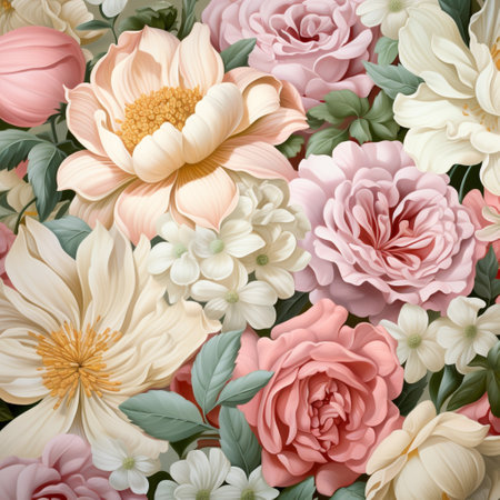 Abstract background colorful flower pattern, detailed shading, nature patternの素材