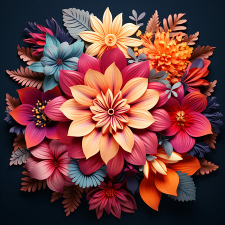 Abstract background colorful flower pattern, detailed shading, nature patternの素材