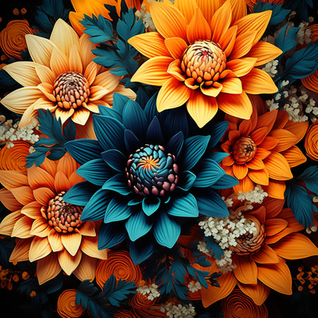 Abstract background colorful flower pattern, detailed shading, nature patternの素材