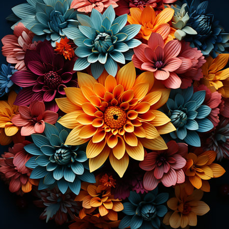 Abstract background colorful flower pattern, detailed shading, nature patternの素材