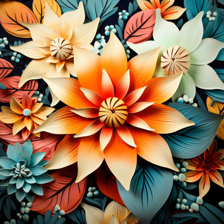 Abstract background colorful flower pattern, detailed shading, nature patternの素材
