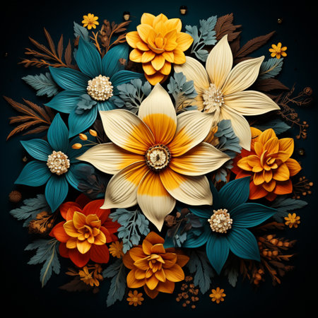 Abstract background colorful flower pattern, detailed shading, nature patternの素材