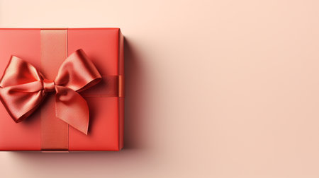 Christmas wrapping present, gift box with ribbon, copy space, AI Generativeの素材