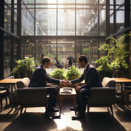 Businessmen comes to agreement closing the deal, business peopleの素材