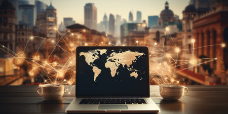 Global network connection, exchange business information, world communicationの素材
