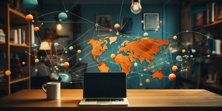 Global network connection, exchange business information, world communicationの素材