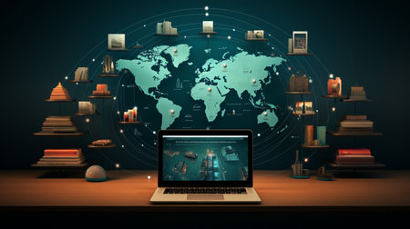 Global network connection, exchange business information, world communicationの素材