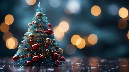 Christmas tree on bokeh background. Christmas and New Year holidays concept.の素材
