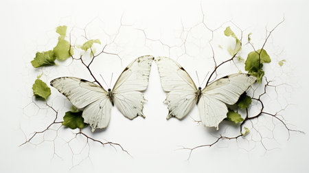 Butterflies on white background. Conceptual photo of nature.の素材