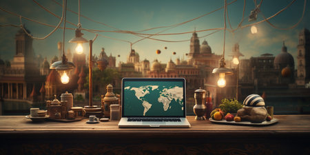Global network connection, exchange business information, world communicationの素材