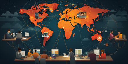 Global network connection, exchange business information, world communicationの素材