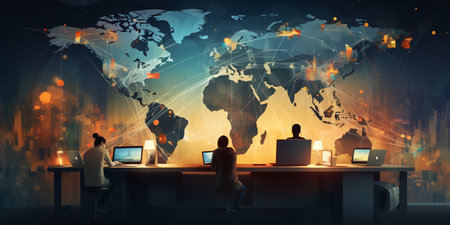 Global network connection, exchange business information, world communicationの素材