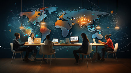 Global network connection, exchange business information, world communicationの素材