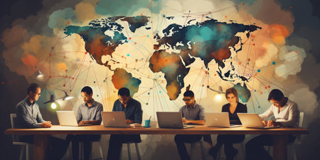 Global network connection, exchange business information, world communicationの素材