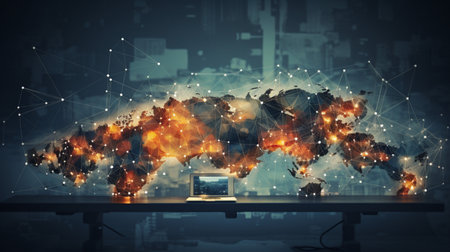 Global network connection, exchange business information, world communicationの素材