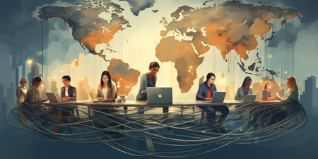 Global network connection, exchange business information, world communicationの素材