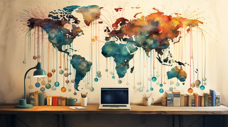 Global network connection, exchange business information, world communicationの素材