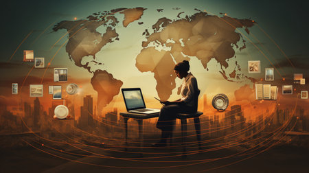 Global network connection, exchange business information, world communicationの素材