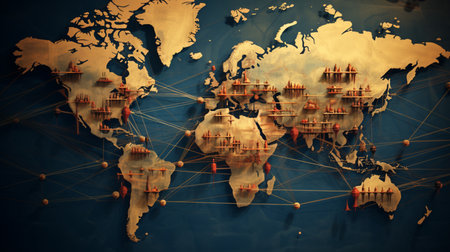 Global network connection, exchange business information, world communicationの素材