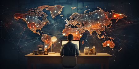 Global network connection, exchange business information, world communicationの素材