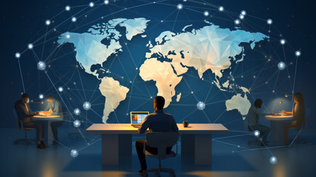 Global network connection, exchange business information, world communicationの素材