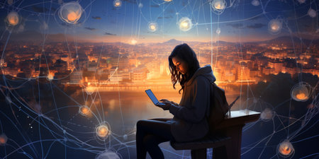 Global network connection, exchange business information, world communicationの素材