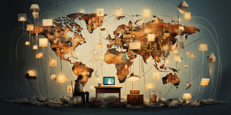 Global network connection, exchange business information, world communicationの素材