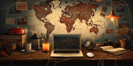 Global network connection, exchange business information, world communicationの素材