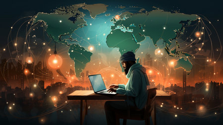 Global network connection, exchange business information, world communicationの素材