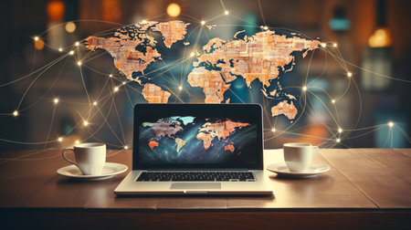 Global network connection, exchange business information, world communicationの素材