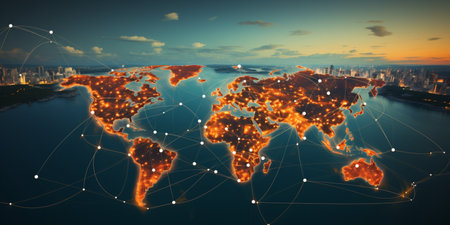 Global network connection, exchange business information, world communicationの素材