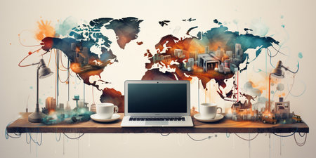 Global network connection, exchange business information, world communicationの素材