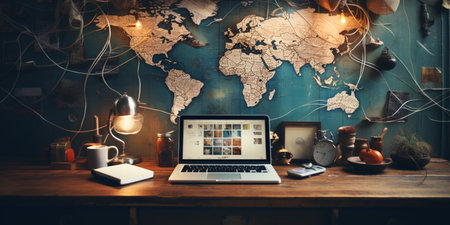 Global network connection, exchange business information, world communicationの素材