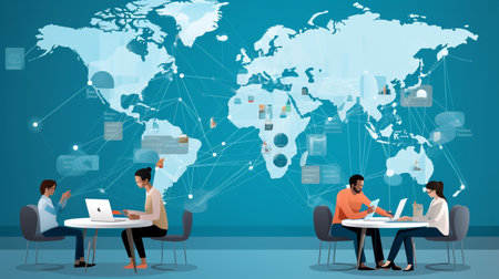 Global network connection, exchange business information, world communicationの素材