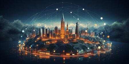 Global network connection, exchange business information, world communicationの素材