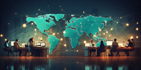 Global network connection, exchange business information, world communicationの素材