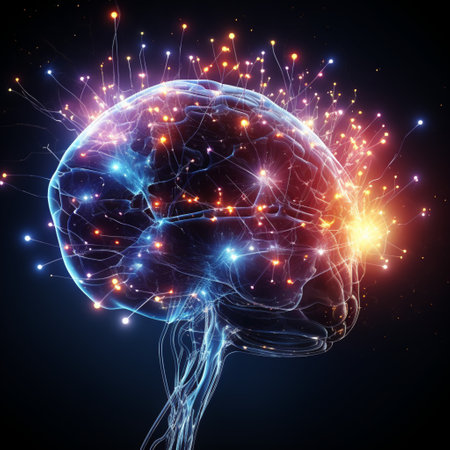 Human brain nervous system and glowing neurons, science concept, power of mindの素材