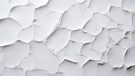 White cracked paint on the wall. Abstract background for design with copy space.の素材