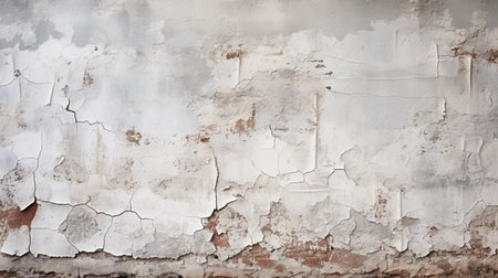 Texture of old rustic wall covered with gray stucco and white paintの素材