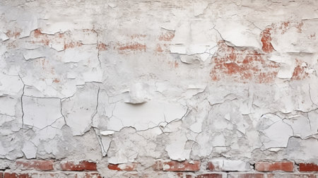 Old weathered brick wall with peeling white paint. Abstract backgroundの素材