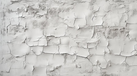 Old cracked white paint on the wall. Abstract background for design.の素材