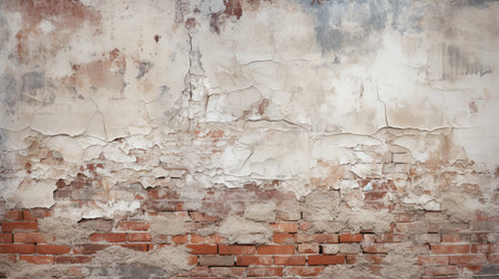 Old brick wall with peeling plaster. Grunge background.の素材