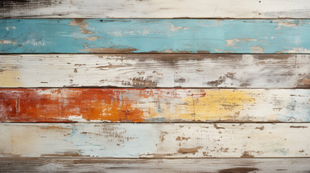 Vintage wood background. Colorful painted wood wall. Old wooden backgroundの素材