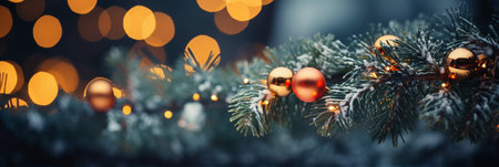 Christmas and New Year holidays background with bokeh defocused lights.の素材