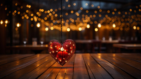 Valentine's day background with red heart and bokeh lightsの素材