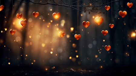 Hearts in the dark forest toned imageの素材