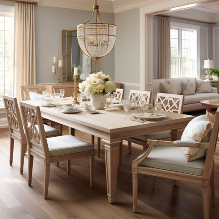 Luxurious furnished dining room, glamour dining area, elegant interior design, modern house design conceptの素材