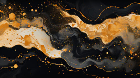 Abstract background black and gold water color style, captivating blend of gold and black oil texture, Luxury and elegant Marble Art, AI Generativeの素材